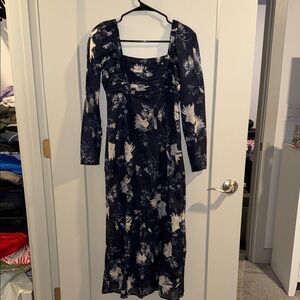 Abercrombie & Fitch Dark Blue Floral Long Sleeve Dress